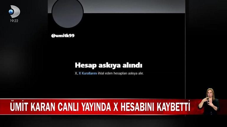 Ümit Karan canlı yayın sırasında X hesabını kaybetti